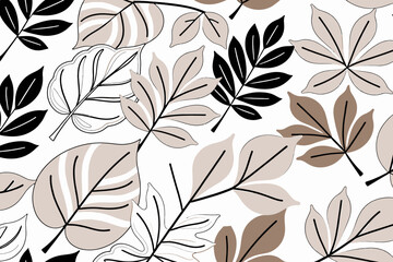 Abstract Leaves Pattern-Botanical Art Print-Modern Leaf Design-Nature Inspired Background-Elegant Floral Artwork-Contemporary Wall Decor-Neutral Tones Leaf Illustration