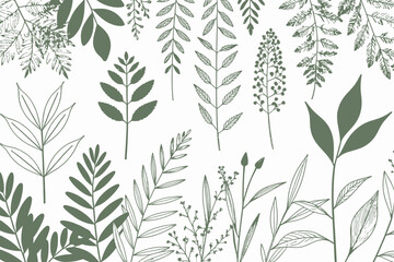 Botanical Bliss-Leafy Greenery Art-Minimalist Plant Illustrations-Nature Inspired Decor-Elegant Foliage Design-Serene and Fresh Aesthetic