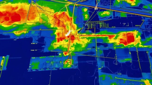 Thermal view showing temperature zones using heat map with color gradients