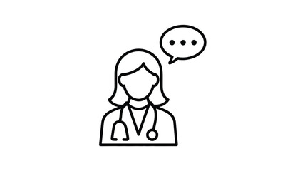 Doctor with stethoscope and speech bubble icon representing communication and consultation