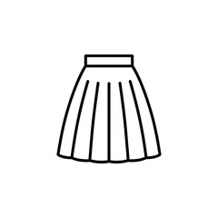 Simple black and white line art icon of a pleated skirt
