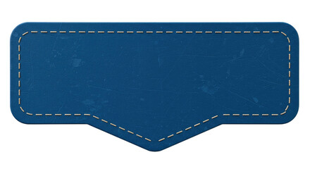 Blue Leather Label with Stitching Detail.