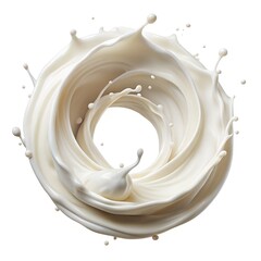Milk splash in a circular shape, isolated on white background