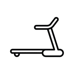 Simple black line icon of a modern treadmill for fitness and exercise