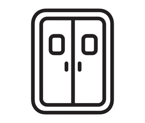 Open door isolated on white background. Minimal line art door illustration.