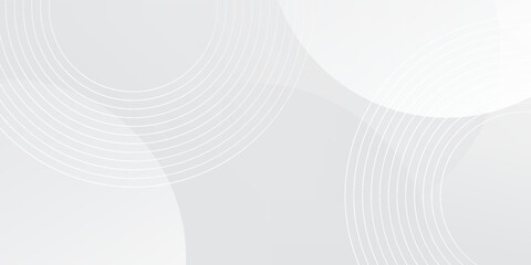 White geometric abstract background overlap layer on bright space with lines effect decoration. Modern graphic design element circles style concept for banner.