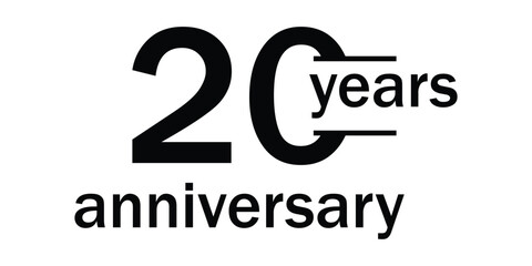 20 Years Anniversary Celebration Badge – Elegant Vector Icon and Logo Design Template