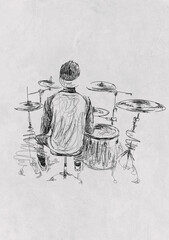 Drummer at the Kit Sketch
