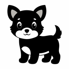 new dog baby carton black color silhouette line art vector icon on white background