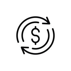 Dollar sign inside circular arrows symbolizing money exchange or transaction