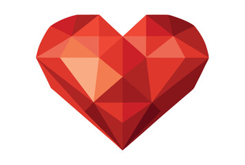 Heart Symbol Low Poly Vector Clipart, Geometric Polygonal Design Illustration