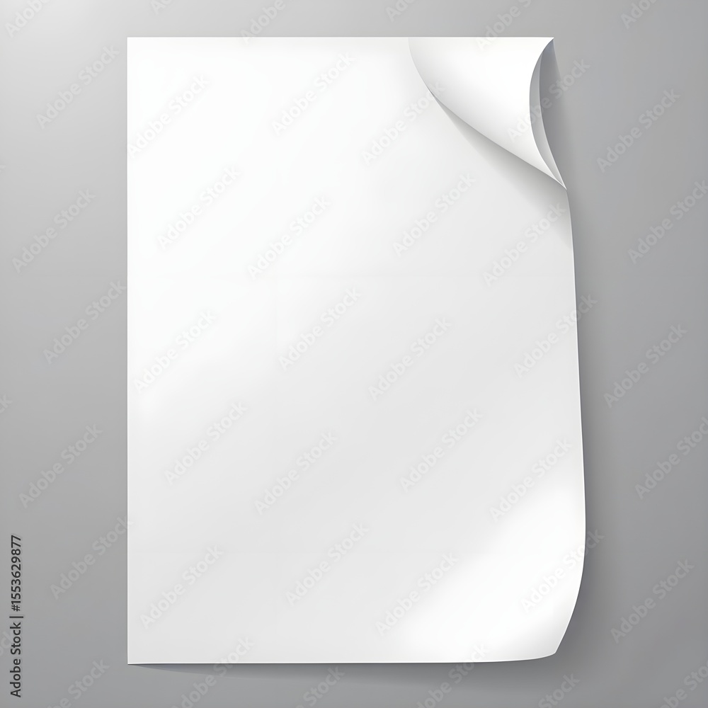 Fototapete vector white sheet of paper. realistic empty paper note template of a4 format with soft shadows isol