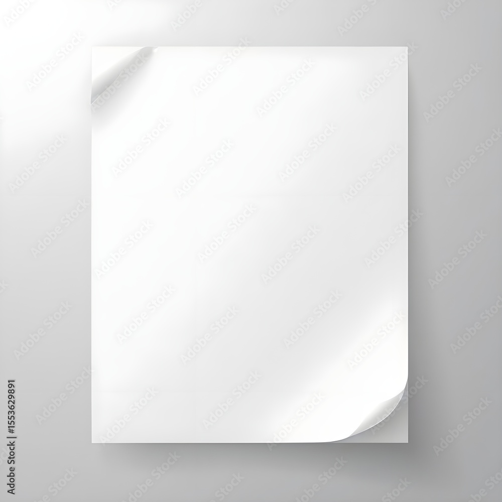 Fototapete vector white sheet of paper. realistic empty paper note template of a4 format with soft shadows isol