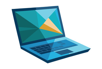 Laptop Low Poly Vector Icon Geometric Polygonal Style Illustration 