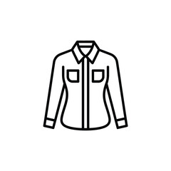 Simple black and white line art icon of a long sleeved collared shirt