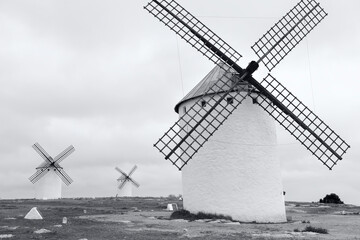 white wind mills in Spain