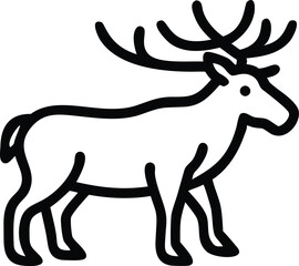 Gradient outline of a moose standing calmly with large antlers, showing a side profile