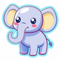 Obraz premium Cute Cartoon Elephant Sticker in Pastel Colors