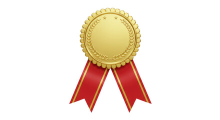 Golden Award Medal with Red Ribbon.