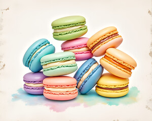 Obraz premium colorful macaroons on white background