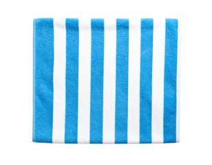 Blue and white striped beach towel.