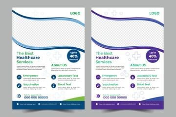Corporate healthcare and medical cove a4 flyer design template.