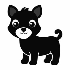 new dog baby carton black color silhouette line art vector icon on white background