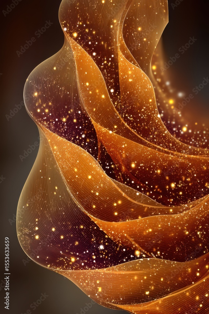 Poster abstract golden wave background with sparkling light and gradient effects