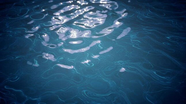 A deep, dark blue water surface with soft ripples and slow-moving caustic light patterns. An atmospheric and luxurious background for spa, wellness, and elegant text overlays.

