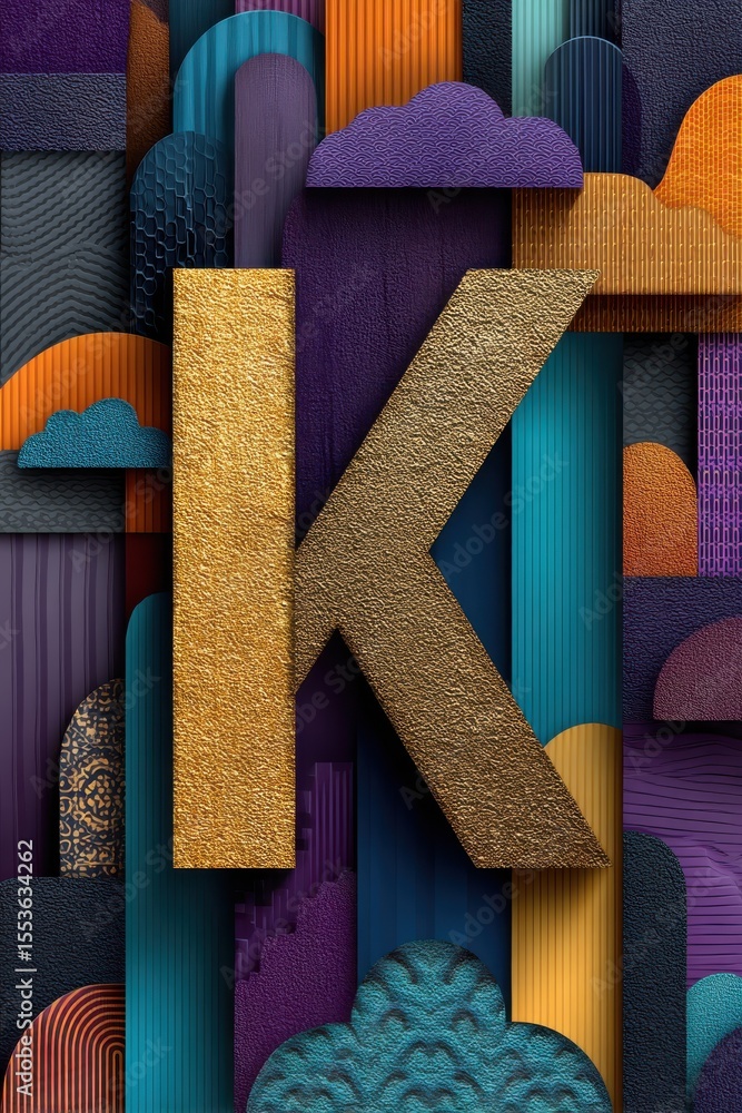Poster intricate multicolored abstract composition with detailed textures and vibrant design