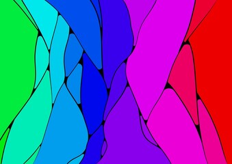 Abstract background with stained glass texture, butterfly wings in red, pink, blue, green color