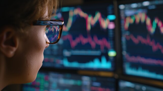 Close-up of analyst reviewing detailed market data