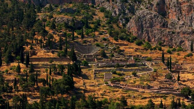 greece spiritual ancient city delphi various drone videos