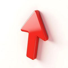 Sleek 3D Upward Arrow Icon with Glossy Red Finish – Symbol of Growth & Progress