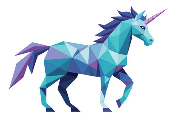 Obraz premium Low poly unicorn vector elements, geometric fantasy unicorn illustration clipart.