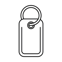 Simple outline of a rectangular tag with a split ring and a smaller loop attachment