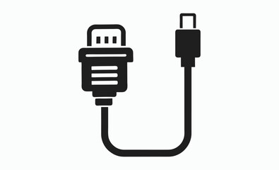vga cable icon, video connector vector, computer cable graphic, black white illustration
