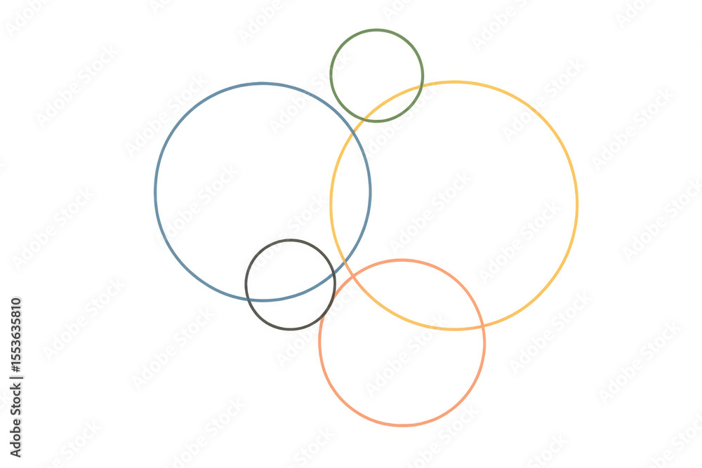 Poster vibrant overlapping circles forming geometric abstract pattern, transparent background ideal for gra