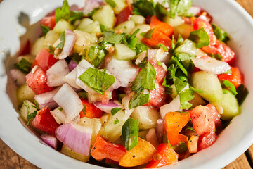 Middle Eastern style vegetable salad, sometimes called an Isreali Salad