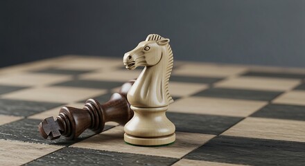 Chess knight piece against bishop