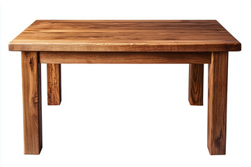 An old, empty wooden table, isolated on a white background, perfect for vintage interior designs