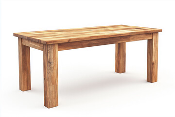 White isolated wooden table, simple furniture design