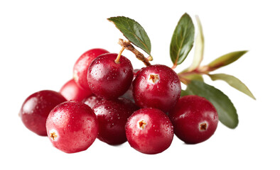 [Transparent Background PNG]Close-up of Fresh Cranberries with Dew Drops