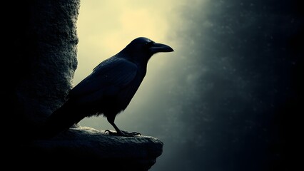 Fototapeta premium raven on the dark background