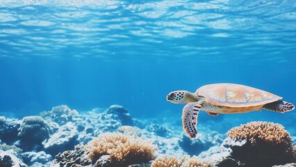 sea turtle and coral reef