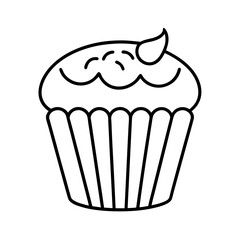 Cupcake Muffin Line Art Drawing Vector