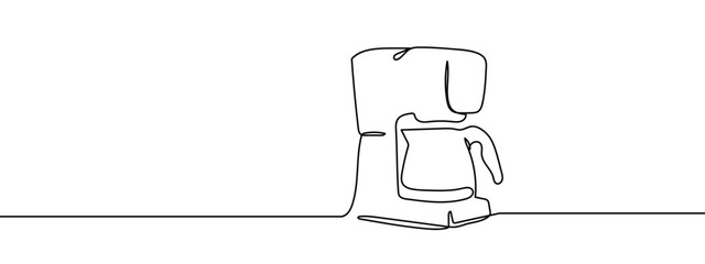 Continuous line, coffee maker, Americano Minimal hand drawn line vector cut out background editable stroke.