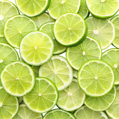 lime slices on white background