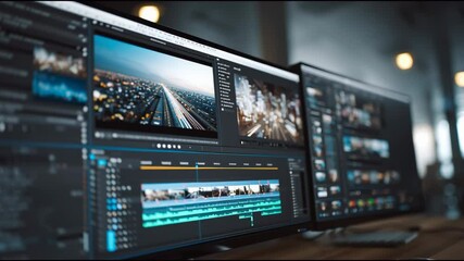 Close up Digital media content management on a sleek desktop interface