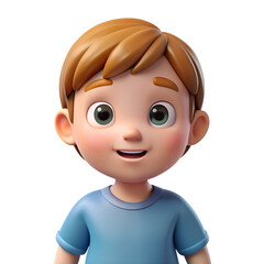 3d Happy cartoon boy character with a bright smile enjoys fun summer heat at the tropical beach